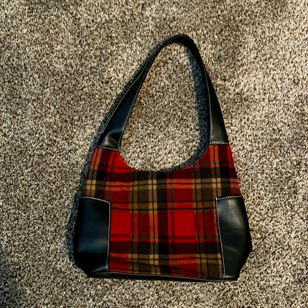 Preston & York plaid red & black purse.